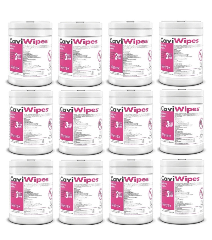 CaviWipes Surface Disinfectant Towelettes 160 Canister- Case of 12, 13-1100