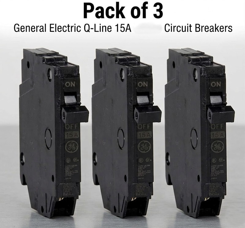 GE Q-Line 15 Amp 1/2 in. Single-Pole Circuit Breaker (THQP115) Pack of 3