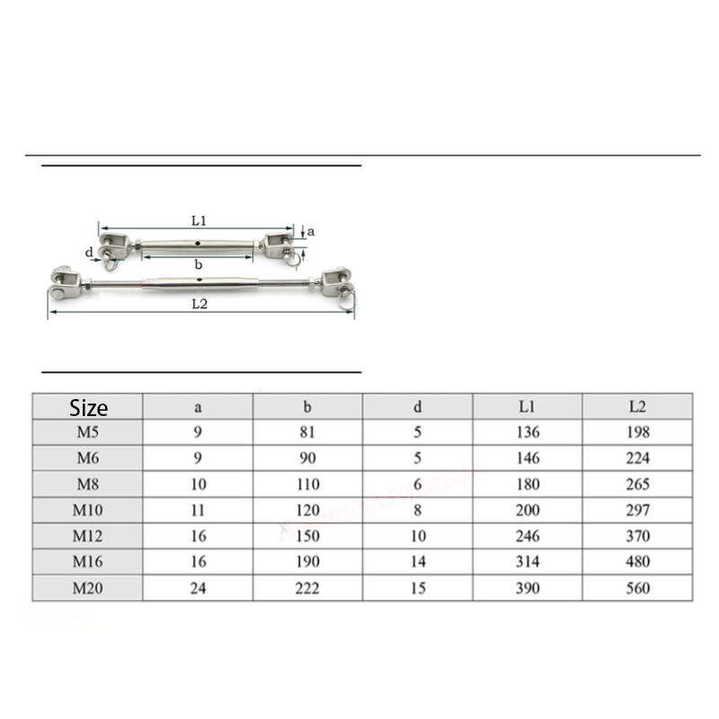 Turnbuckle Stainless Steel A2 Marine-Grade (304) Sailing Boat Rigging M5 - M20 gallery