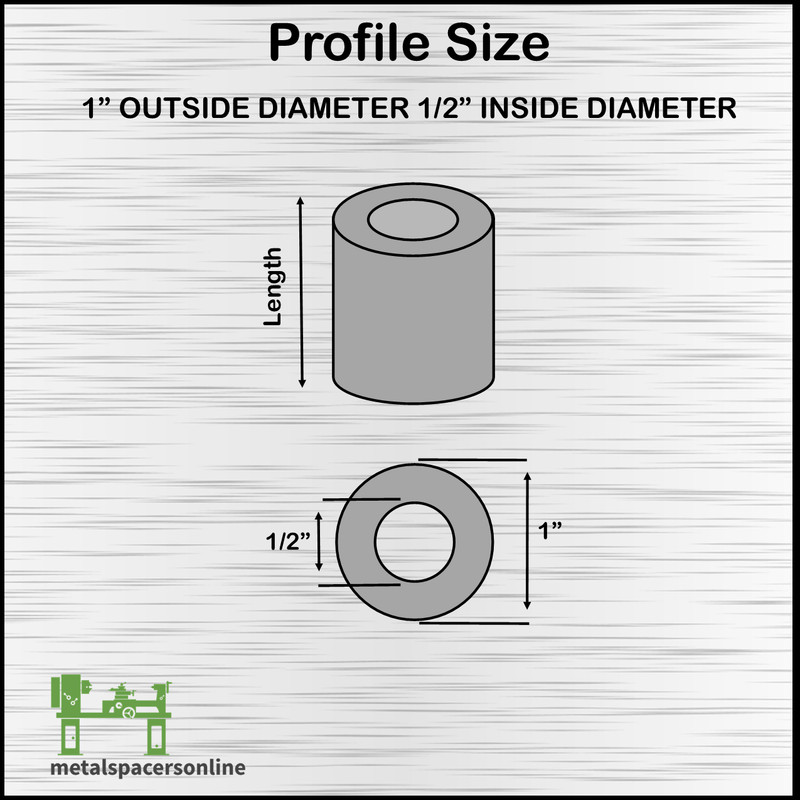 New Aluminum Spacer Bushing 1" OD x 1/2" ID--Fits M12 or 1/2" Bolts gallery