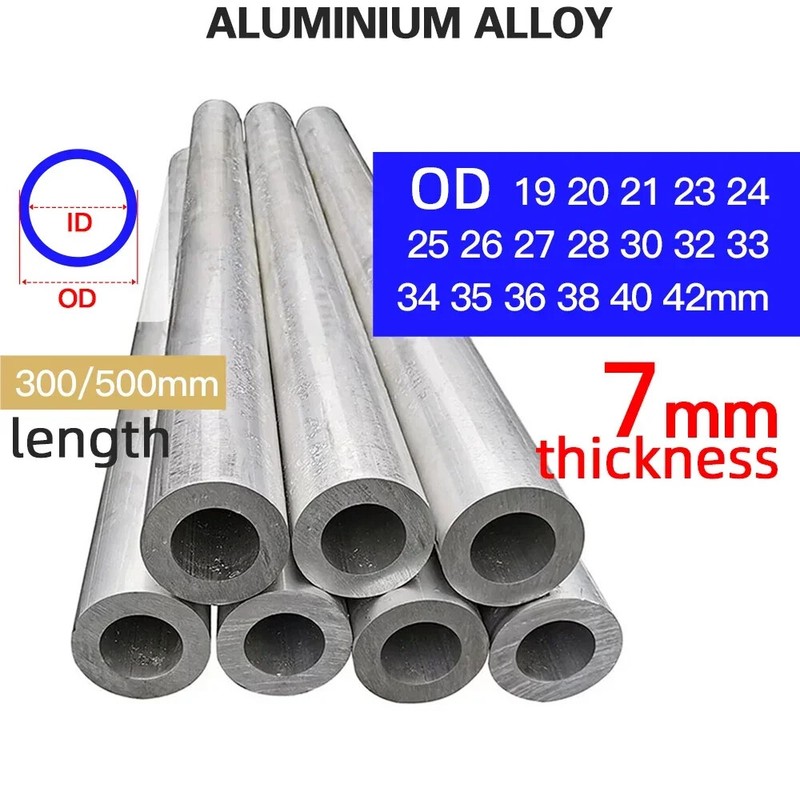Aluminum Alloy Tube 7mm Thickness 19-42mm OD Straight 300mm 500mm Long Round Kit