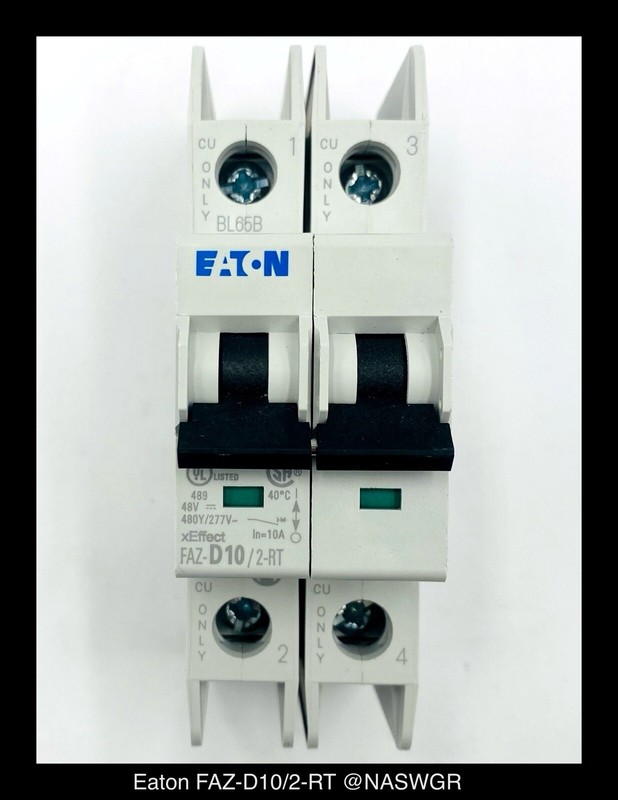 1-LOT of (4) Eaton FAZ-D10/2-RT Miniature Circuit Breaker – 10 Amp – Unused