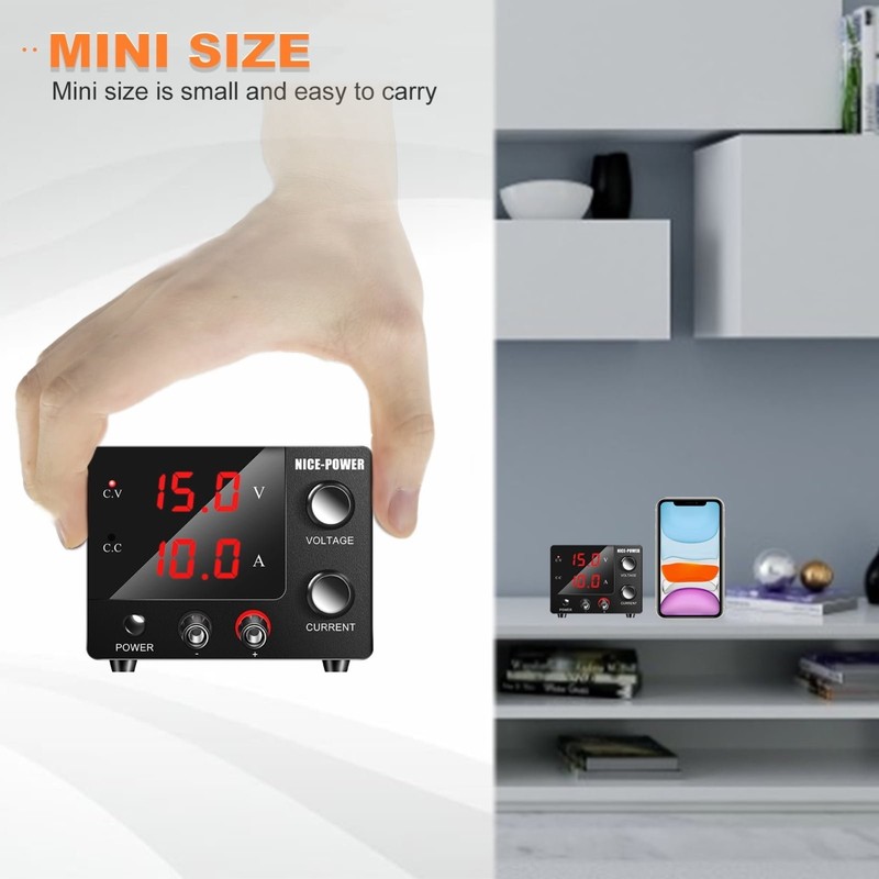 NICE-POWER DC Power Supply Variable 0~30V 0~10A, 3-Digits LED Display Current an gallery