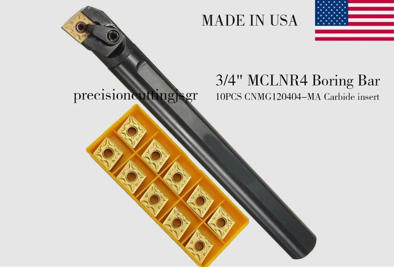 1P 3/4″ SHANK BORING BAR S12M CLNR4 Whit 10PCS CNMG120408-MA Carbide Insert USA