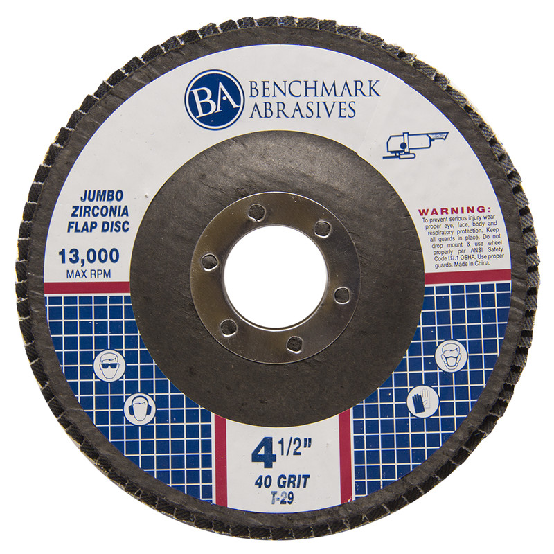 50 Pack 4.5” x 7/8" Jumbo 40 Grit Zirconia Flap Disc Grinding Wheels T29 gallery