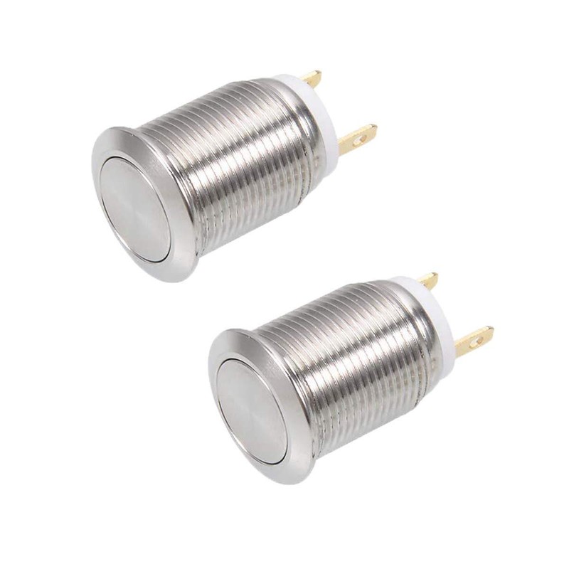2 Pieces 12mm momentary push button switch Flat Head 3A 250V