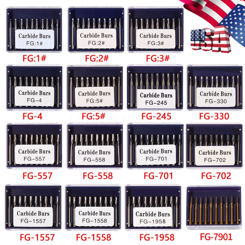 10-100 PCS Dental Carbide Tungsten Steel Burs FG For High Speed Handpiece gallery