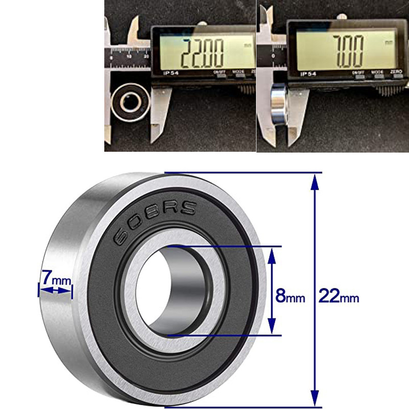 608-2RS Ball Bearing 8x22x7 Two Rubber Sealed Chrome Skateboard 608RS (20pcs) gallery