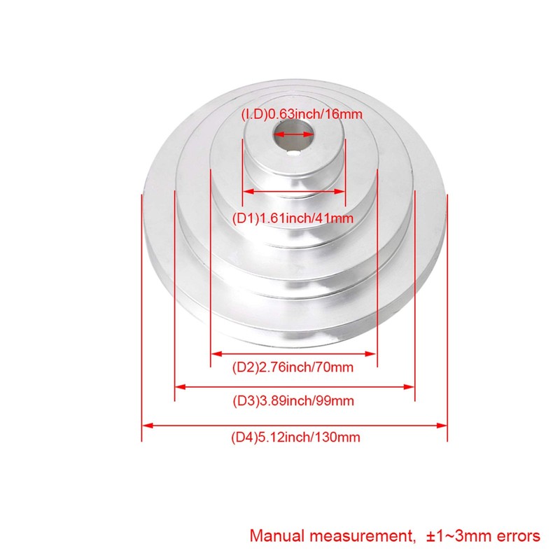 Aluminum 16mm Bore 4 Step A Type V-Belt Pagoda Pulley Belt Outer Dia 41-130mm gallery