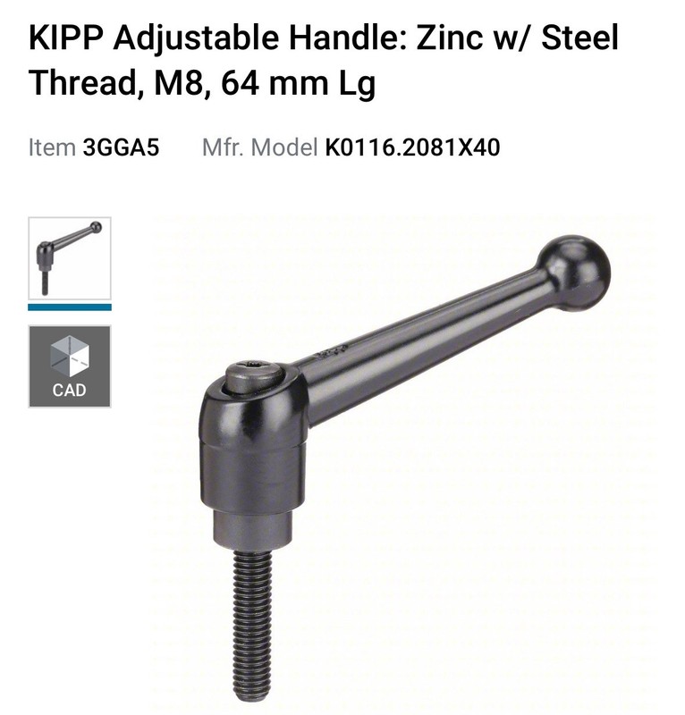 Kipp K0116.3101X40 Adjustable Handle, Size: 3 M10x40 Zinc, Black Satin