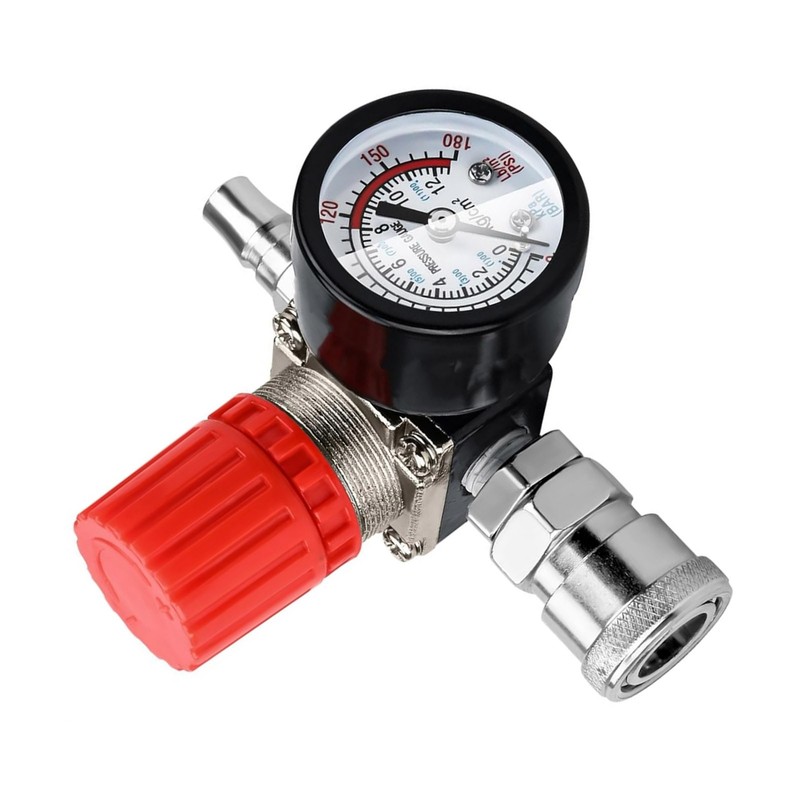 Pressure Regulator Valve 1/4" NPT Air Compressor Gauge 0-180 PSI Flow Control gallery