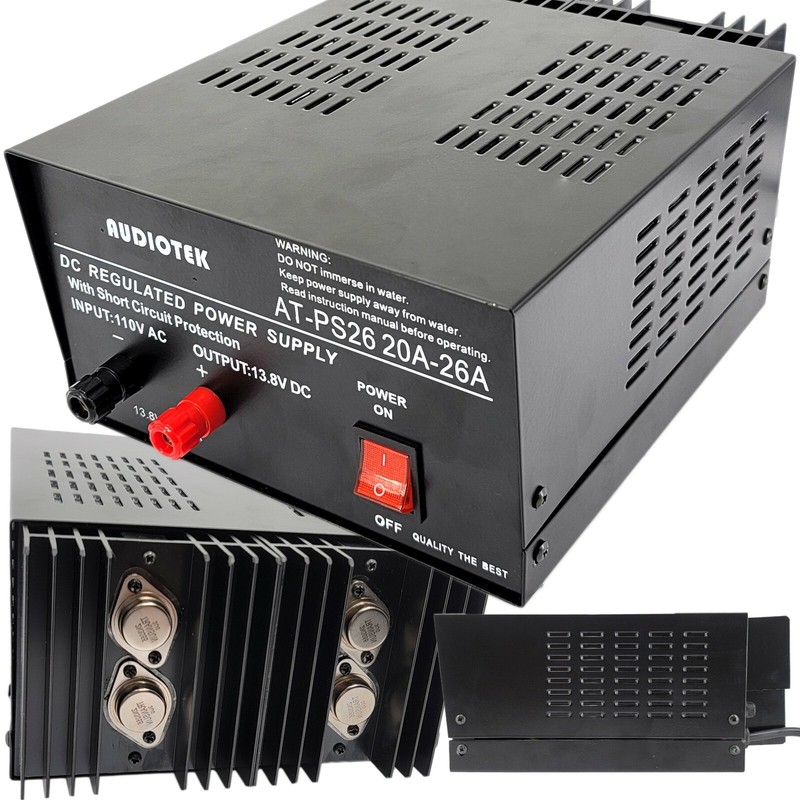 AT-PS26 13.8V 26A amp Heavy Duty DC Regulated Power Supply Grade with Cable New