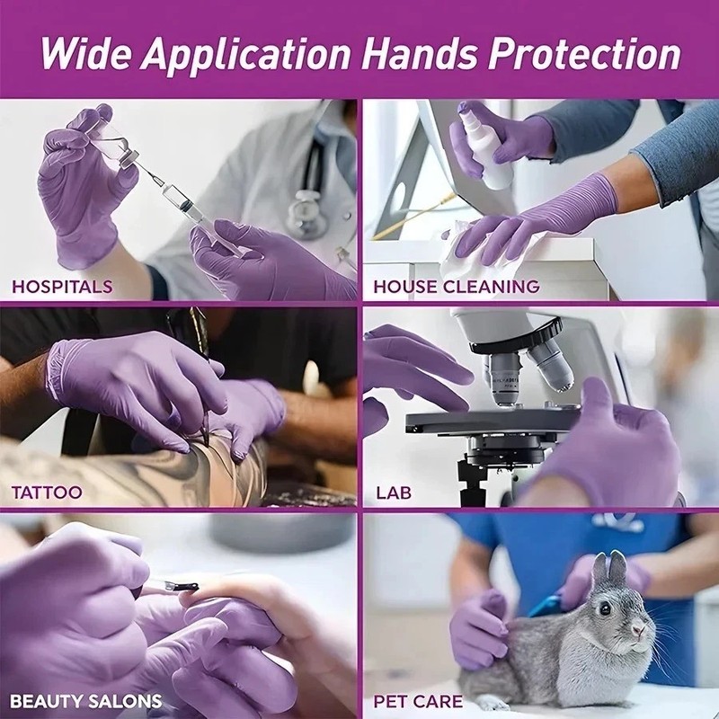 100pc Disposable Nitrile Exam 4-mil Latex Free Cleaning Food-Safe Gloves gallery