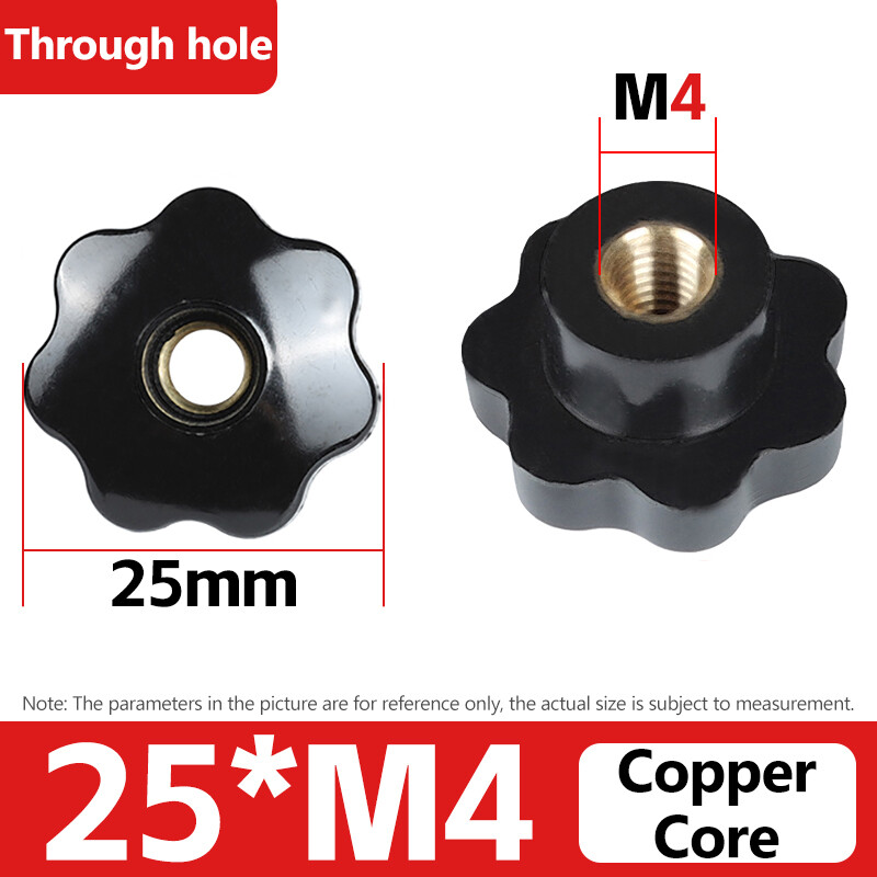 M4/M5-M20 Female Thread Seven Star Shaped Head Clamping Nuts Knob Through Hole