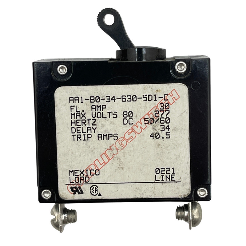 Carling Technologies 30A Circuit Breaker AA1-B0-34-630-5D1-C 1 Pole 277VAC – NEW
