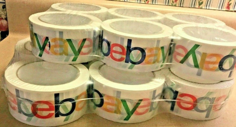 6 Rolls eBay Branded BOPP Shipping Tape Black Logo 2 inches x 75 Yards gallery