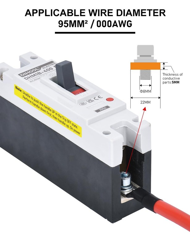 DIHOOL 200 Amp DC Breaker, 500V Battery Disconnect Switch, Thermal Magnetic Trip gallery