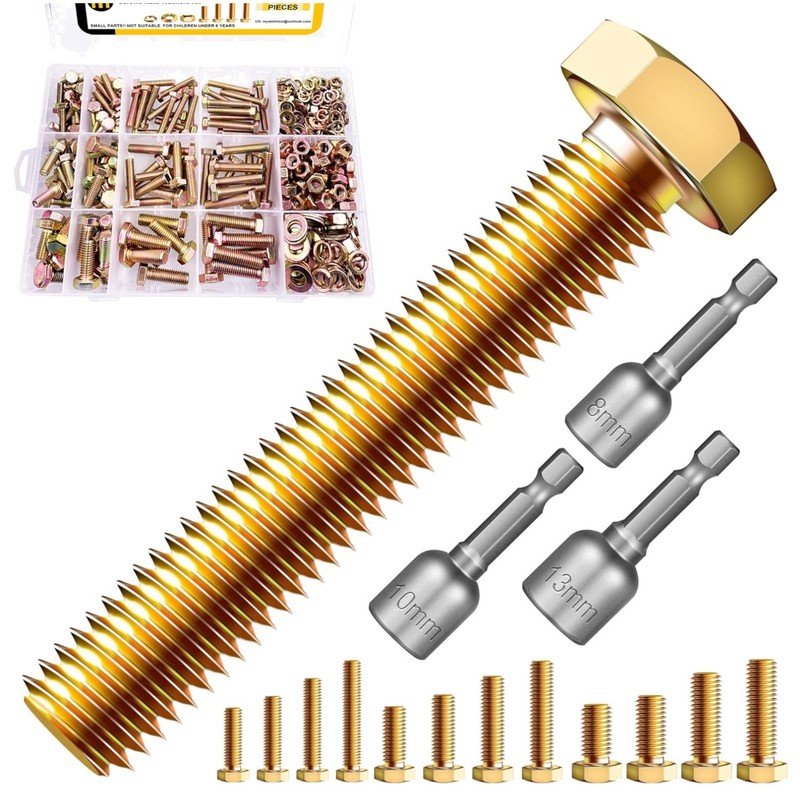 Complete 511-Piece Metric Fastener Set with Hex Nuts, Bolts & Washers