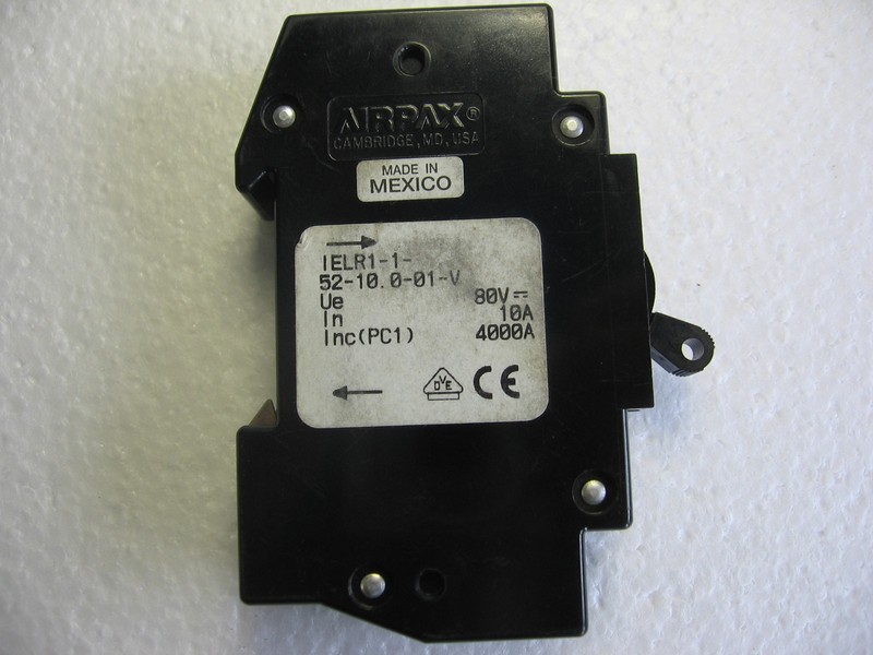 AIRPAX IELR1-1-52-10.0-01-V DIN Rail Mount - 80 vdc / 10 amp Circuit Breaker gallery