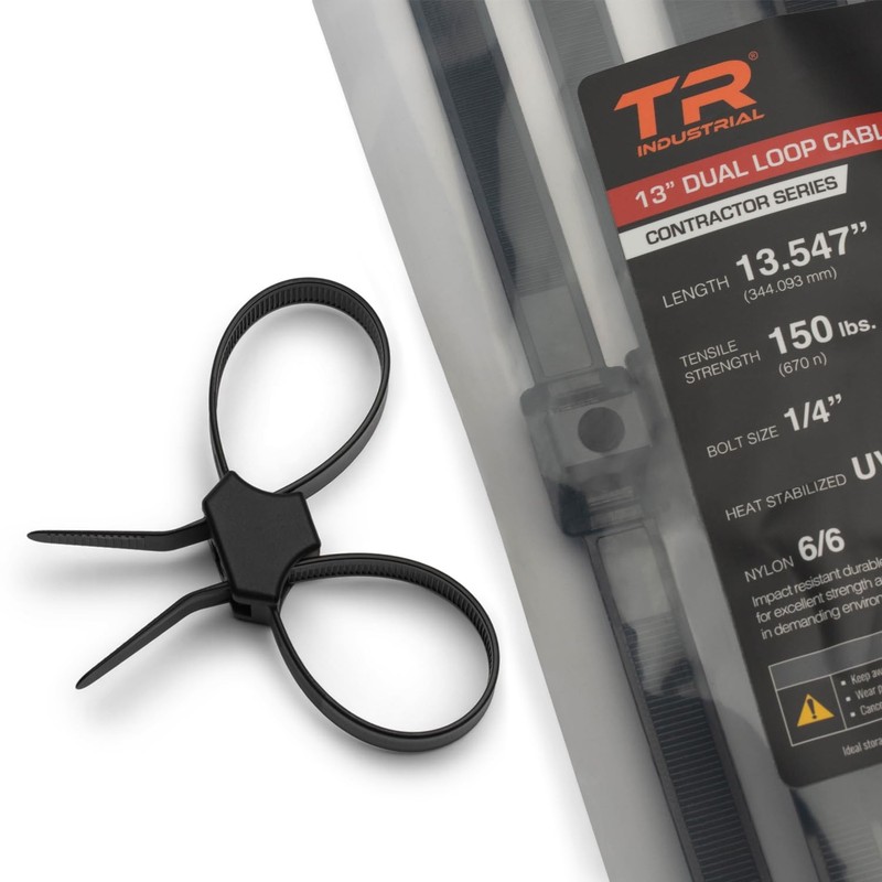 Contractor Series Dual Loop Impact Resistant Heat Stabilized Cable Ties, 13″,…