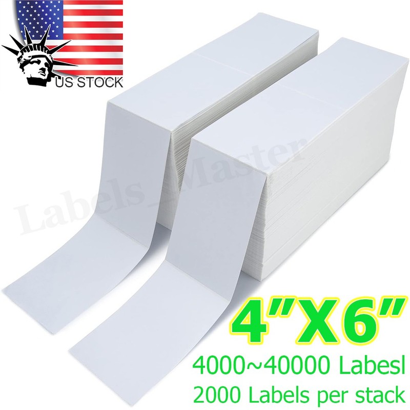 4×6 Fanfold Direct Thermal Shipping Labels Perforated for Zebra & Rollo Printers