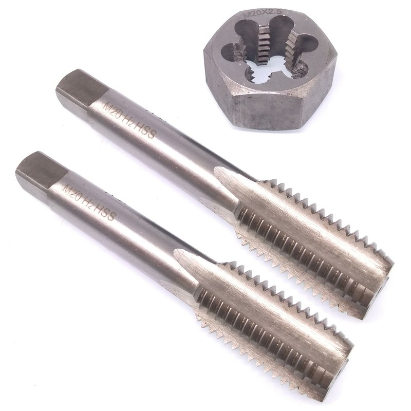 HSS M20 x 2.5mm Taper & Plug Tap & 20×2.5mm Hexagon Die Metric Thread Right Hand