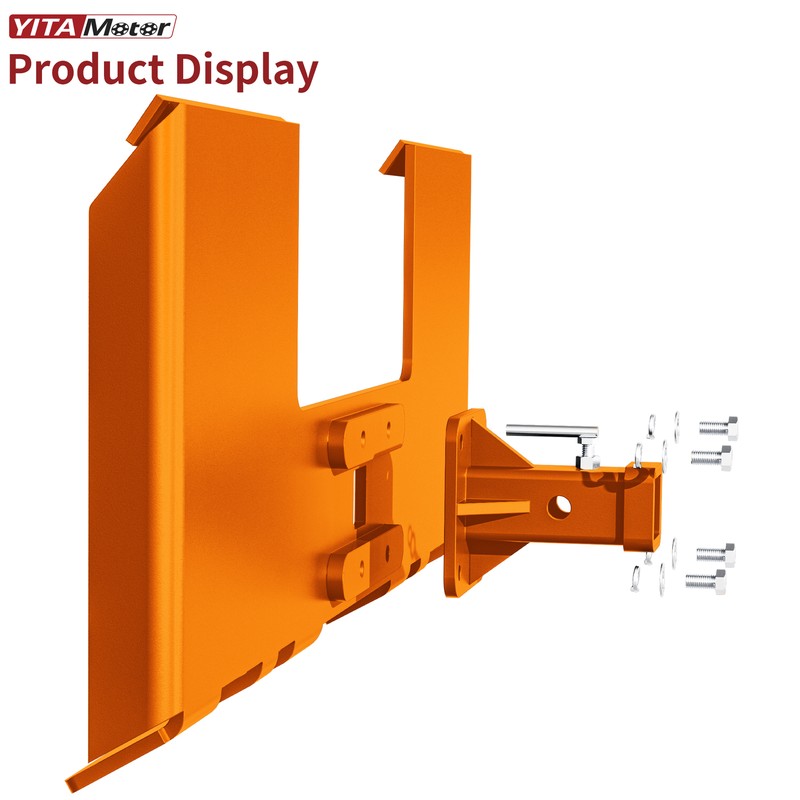 3/8″ Thick Skid Steer Mount Plate Quick Attach W/ Removable 2″ Hitch – Orange