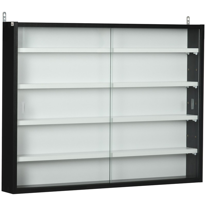 5-Tier Display Cabinet, Glass Display Case with 2 Doors and Adjustable Shelves