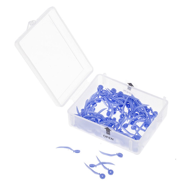 100 Pcs Dental Disposable Plastic Wedge With Hole Wave Shape Wedges X-Small Blue