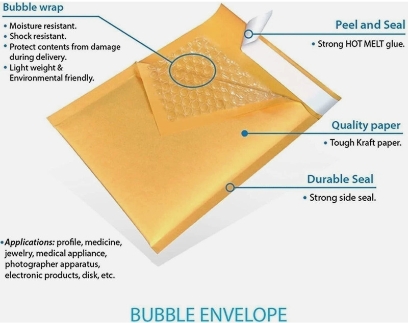 250 #0 6x10 Kraft Paper Padded Bubble Envelopes Mailers Shipping Case 6''x10'' gallery