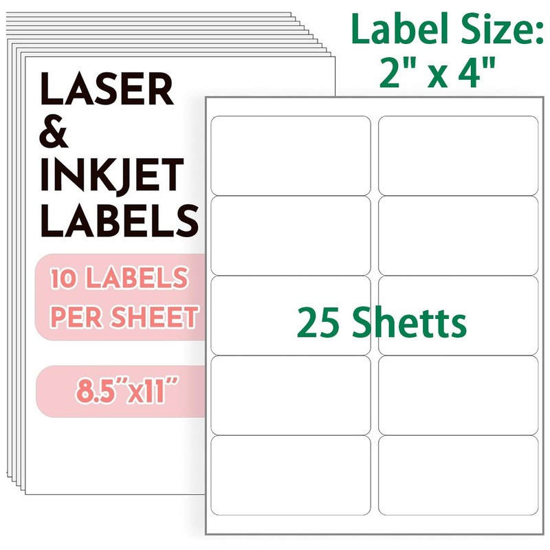 250 2″ x 4″ White Self Adhesive Mailing Postage Shipping Labels 10 Up (25 Sheet)
