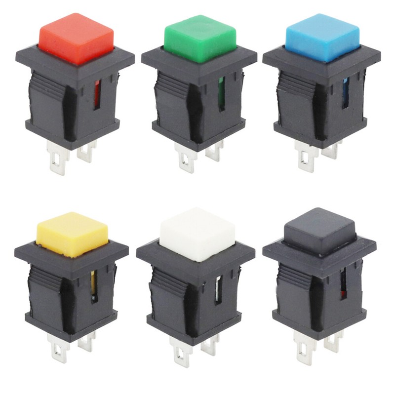 100 x Push Button Switch Momentary Square NO Power OFF - ON 2 Pins Snap-in PCB gallery