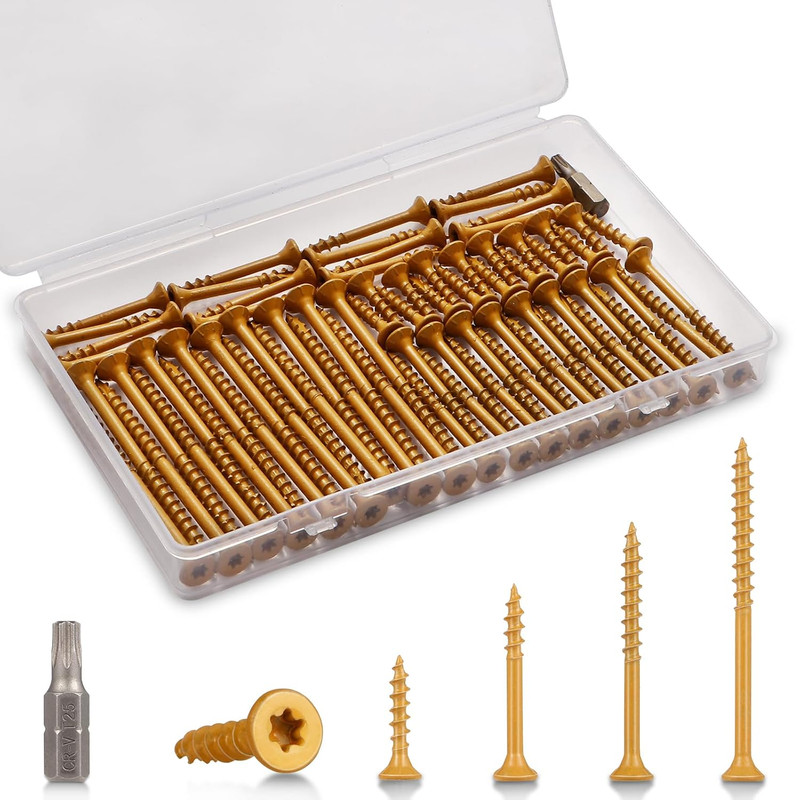 Outdoor Wood Deck Screw Kit, Bronze Rust-Resistant Epoxy Coated, T25 Star Drive