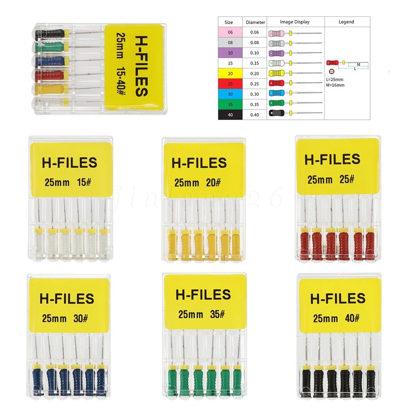 Dental Endo Stainless Steel Hand Use Root Canal File K/H/R-FILES 25mm 10-100PKS