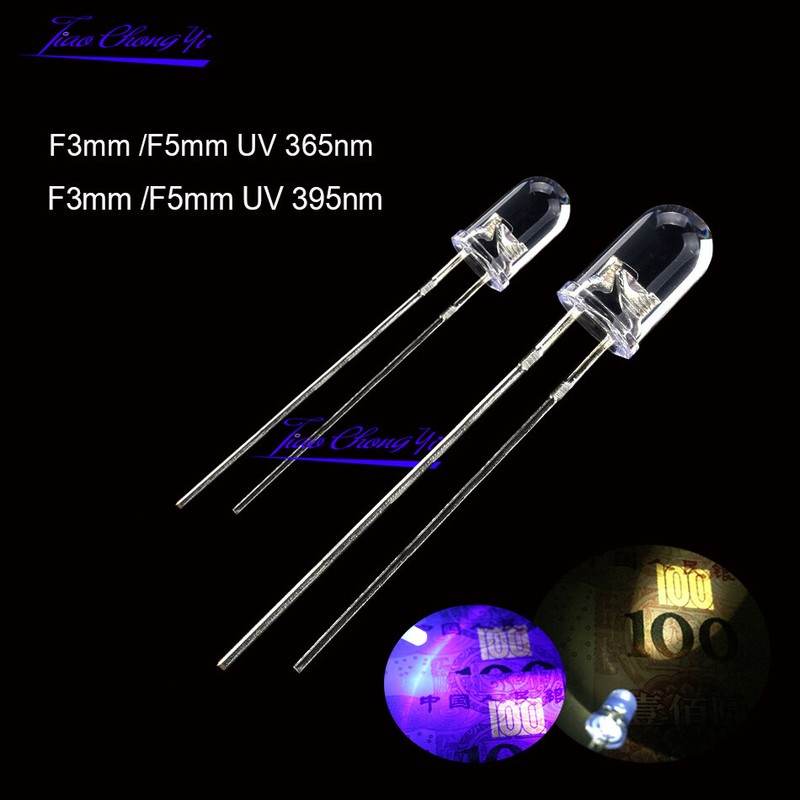 5mm 3mm light-emitting diode Round Ultra Violet LED UV Light 365nm 395nm lamp