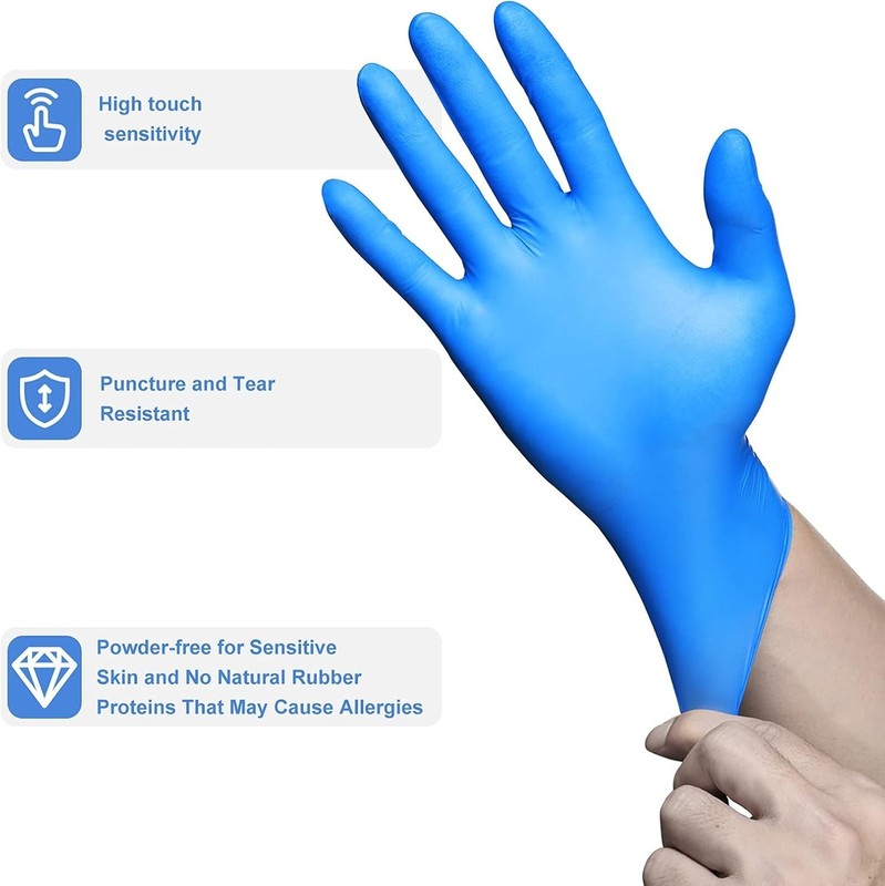 Ambidextrous Waterproof Nitrile Gloves - 50 Pack, Ideal for Hygiene & Cleaning gallery