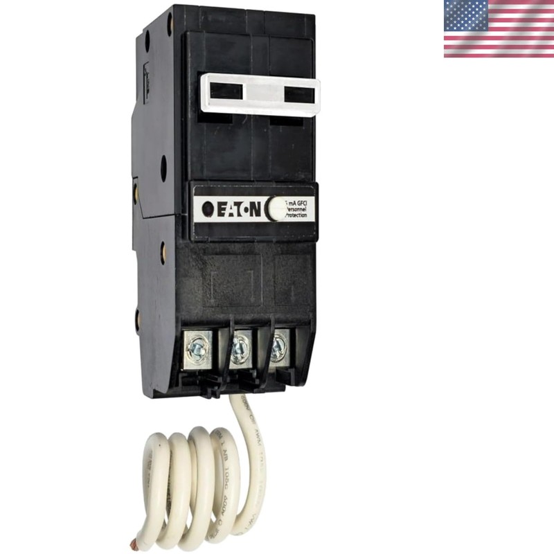 BR GFCI Circuit Breaker, Ground Fault, Pigtail Neutral, 50 A, 10 KAIC, Two-Po…