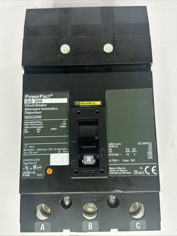 Square D QGA32200 200Amp I-Line Circuit Breaker-New