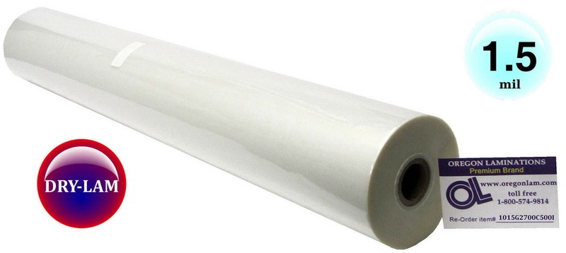 (2 PK) DryLam Standard Hot Laminating Roll Film 25″ x 500′ x 1″ core 1.5 Mil