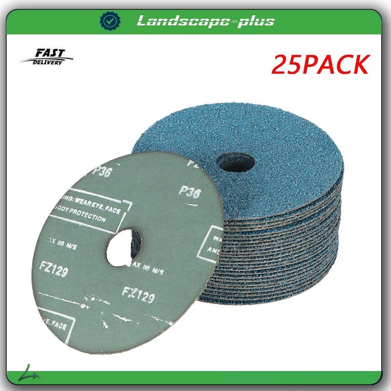 25 Pack Zirconia Resin Fiber Grinding and Sanding Discs,5” x 7/8”, 36 Grit