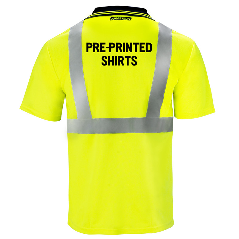 Printed Hi-Vis Lime Safety Workwear Short Sleeve Polo Shirt Top Reflective Tape