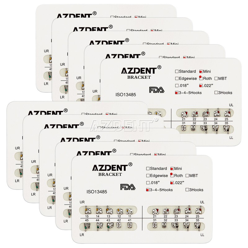AZDENT Dental Orthodontic Braces Brackets Metal Mini Roth.022 Hook345/Arch Wires gallery