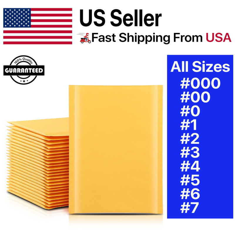 KRAFT BUBBLE MAILERS SHIPPING MAILING PADDED ENVELOPS BAGS, SELF SEAL ANY SIZE