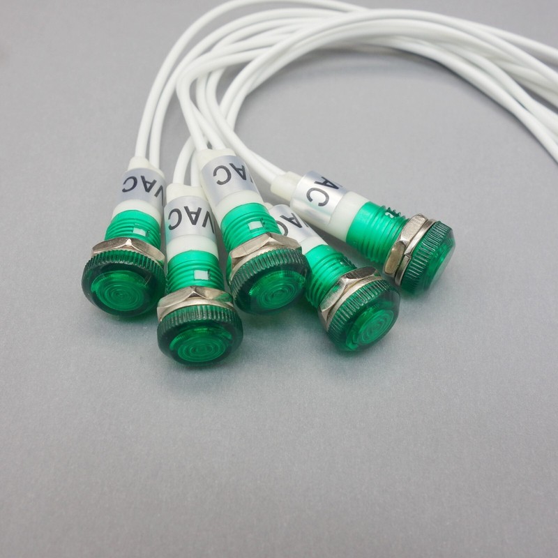 10Pcs 120V AC 10mm GREEN Panel Mounting LED Indication Signal Pilot Lights