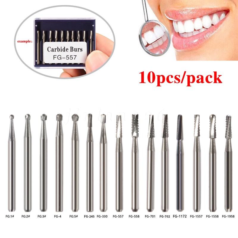 10-100 PCS Dental Carbide Tungsten Steel Burs FG For High Speed Handpiece gallery