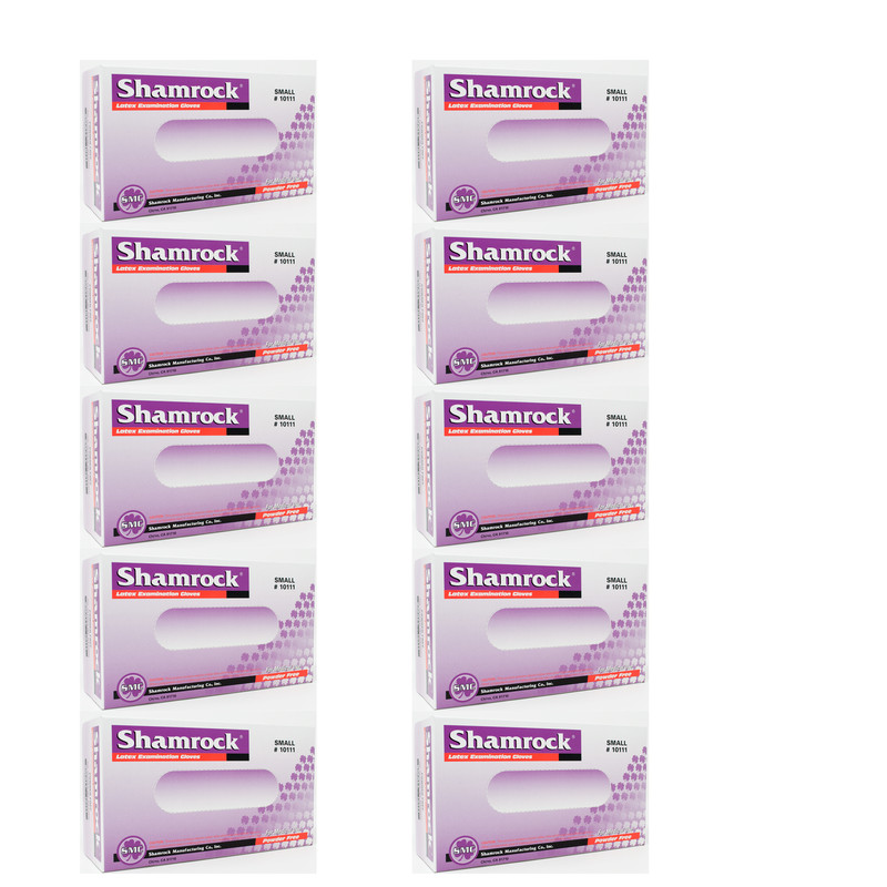 Shamrock Powder Free Textured Latex Gloves – Size Small Case Pack of 1000 Gloves