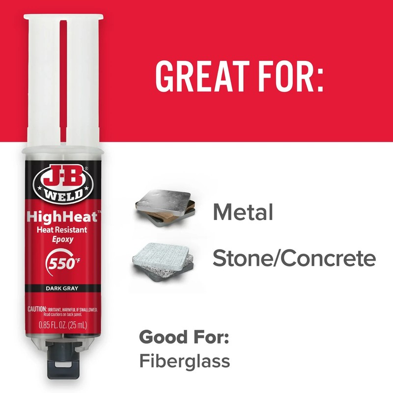J-B Weld High Heat Epoxy Dark Grey Syringe Heat Resistant Adhesive for Metal gallery