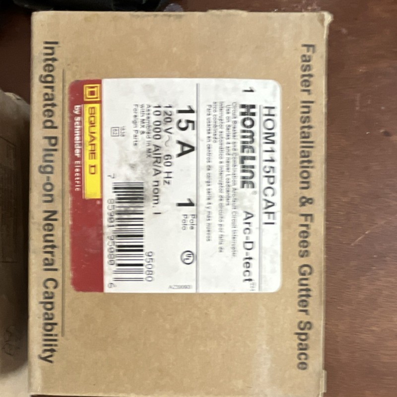 Square D HOM115PCAFI Plug-On Neutral AFCI 15A 120V Circuit Breaker