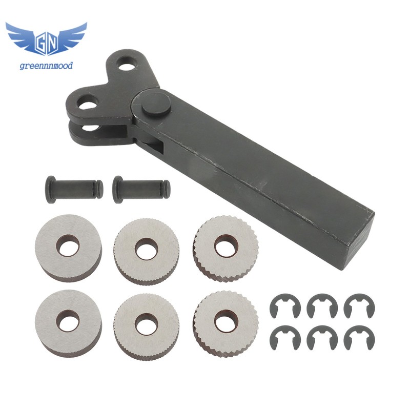 7pcs Steel Knurling Tool 0.5/1/2mm Diagonal Dual Wheel Linear Knurl Set Lathe