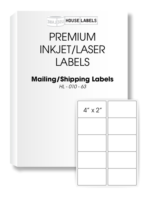 100 Sheets 1000 Labels 4 x 2 Fast Peel White Address Shipping Labels 10 UP